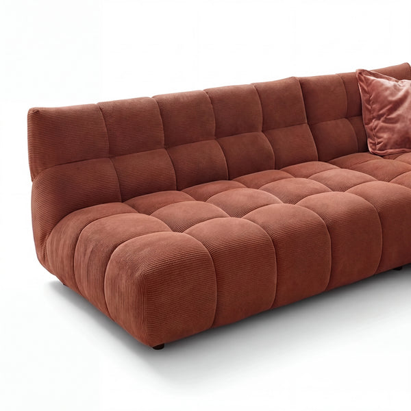 Ecksofa in Feincord mit Armteilverstellung