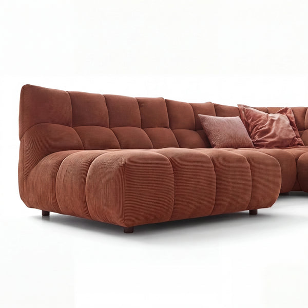 Ecksofa in Feincord mit Armteilverstellung