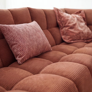 Ecksofa in Feincord mit Armteilverstellung
