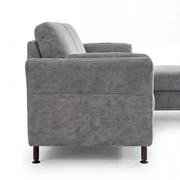 Ecksofa mit Canapé rechts, Metallfuß schwarz
