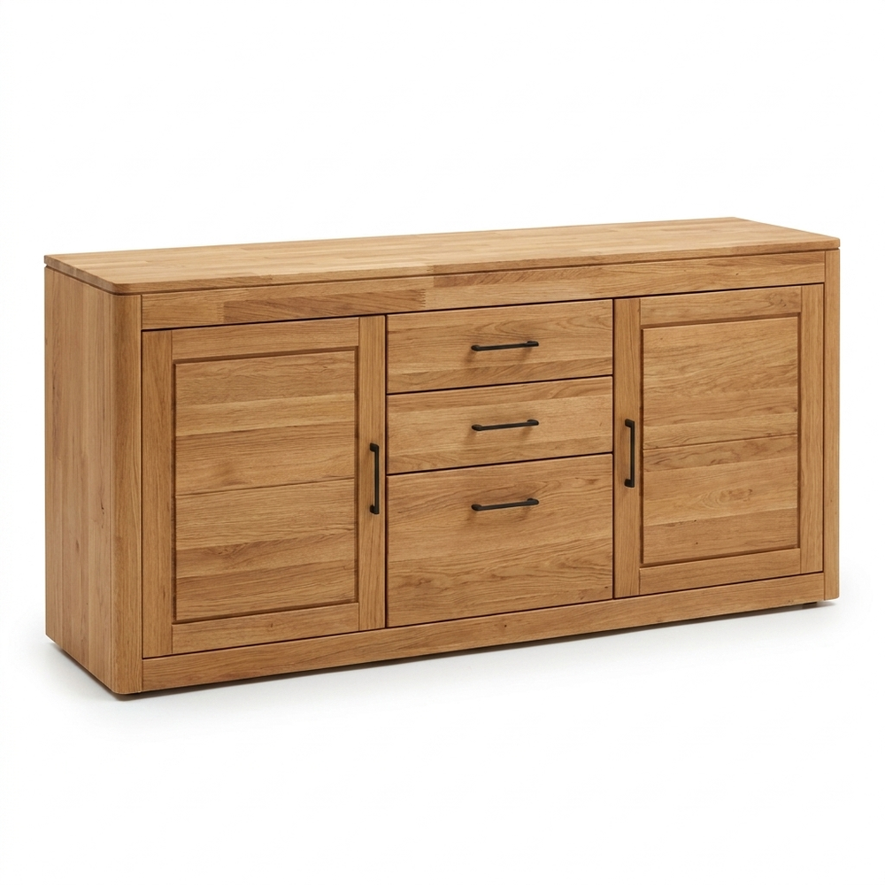 Sideboard 25005 – Eiche vollmassiv mit durchgehender Lamellen-Front