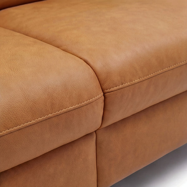 Ecksofa Leder Kurkuma „Torro" mit Canapé links, Metallfuß schwarz [AI]