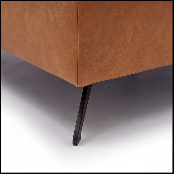 Ecksofa Leder Kurkuma „Torro" mit Canapé links, Metallfuß schwarz