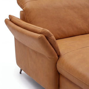 Ecksofa Leder Kurkuma „Torro" mit Canapé links, Metallfuß schwarz
