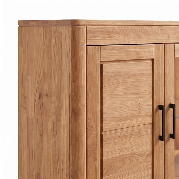 Highboard 25005 (105 cm) – Eiche vollmassiv mit Vitrine