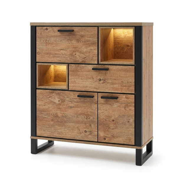 Highboard Palox – Industrial-Stauraum mit offenen Nischen