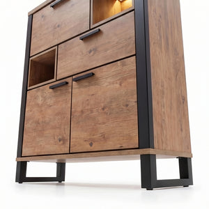 Highboard Palox – Industrial-Stauraum mit offenen Nischen