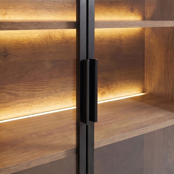 Highboard-Buffet Palox – beleuchtete Vitrine im Industrial-Look