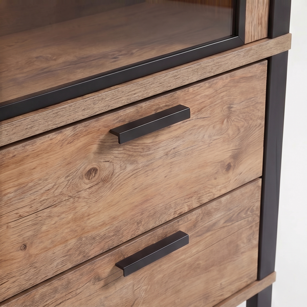 Highboard-Buffet Palox – beleuchtete Vitrine im Industrial-Look