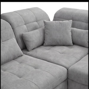 Ecksofa „Portofino" mit Spitzecke, inkl. Schwenkrücken & Nierenkissen