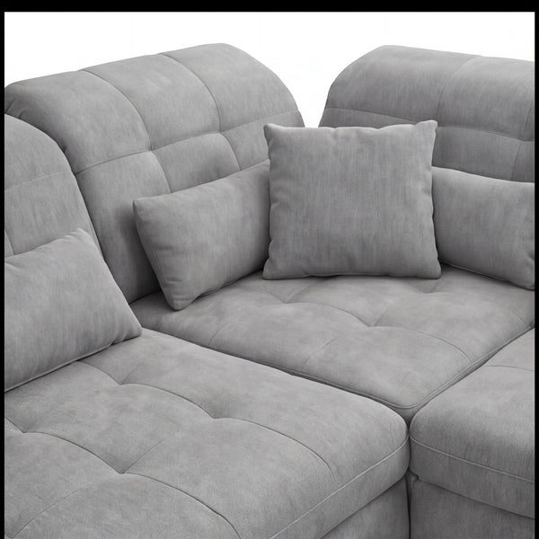 Ecksofa „Portofino" mit Spitzecke, inkl. Schwenkrücken & Nierenkissen