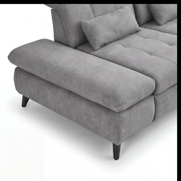 Ecksofa „Portofino" mit Spitzecke, inkl. Schwenkrücken & Nierenkissen