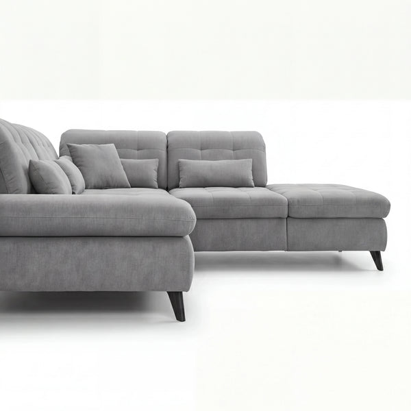 Ecksofa „Portofino" mit Spitzecke, inkl. Schwenkrücken & Nierenkissen