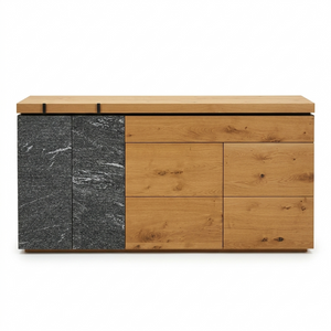 Sideboard Vrock living – Alteiche trifft Echtstein