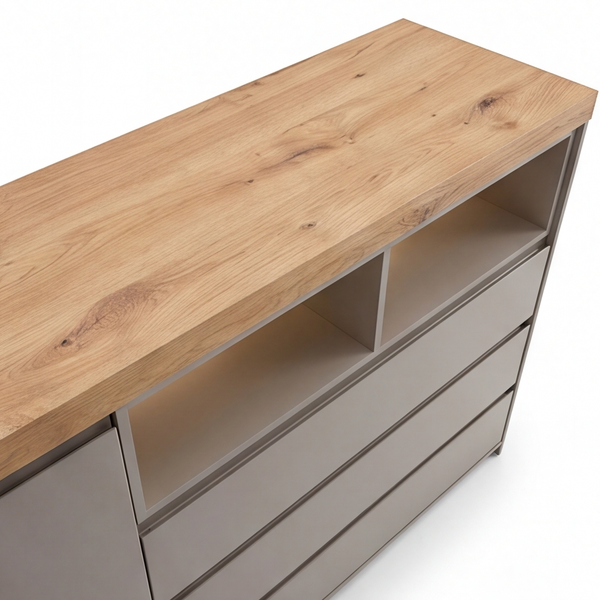 Sideboard 26169 – Steingrau matt trifft warme Wildeiche