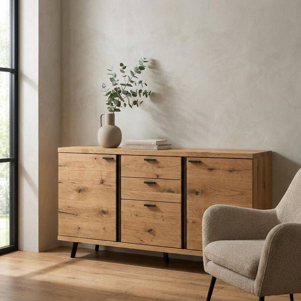 Sideboard Eiche rustico hell – warmer Naturlook mit viel Stauraum