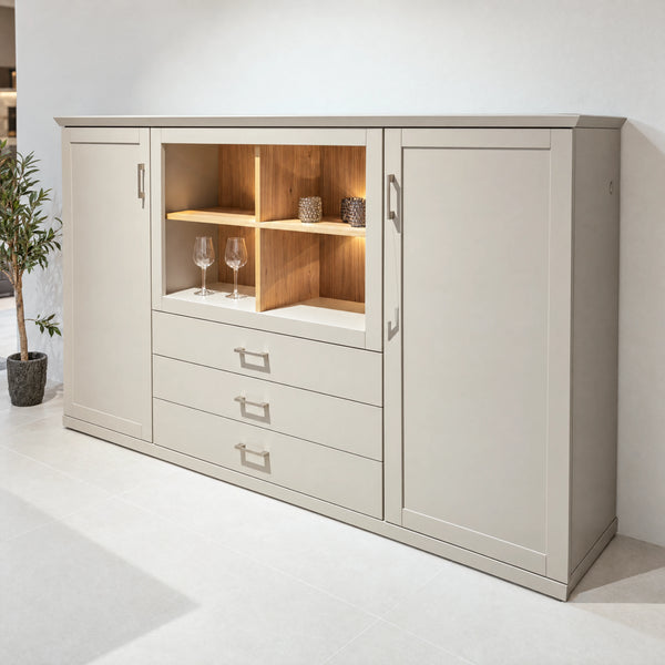Highboard Palma Lack Platingrau mit Wildeiche und LED – Abverkauf Möbel Graf Dresden – Art.-Nr. 19153..41