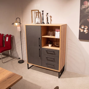 Highboard in wild-oak und dark-grey mit schwarzem Kufengestell und offenen Fächern – Abverkauf Möbel Graf Dresden – Art.-Nr. 180211..41