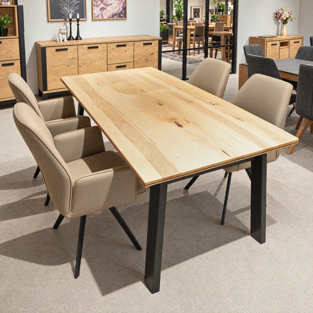 Interliving 5102 Ausziehtisch in Kernbuche mit schwarzem Eisengestell – Abverkauf Möbel Graf Dresden – Art.-Nr. 932000..70