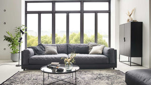 Polstergarnitur Catania aus Leder Movini anthrazit mit 1,5-Sitzern und Armlehnen links und rechts