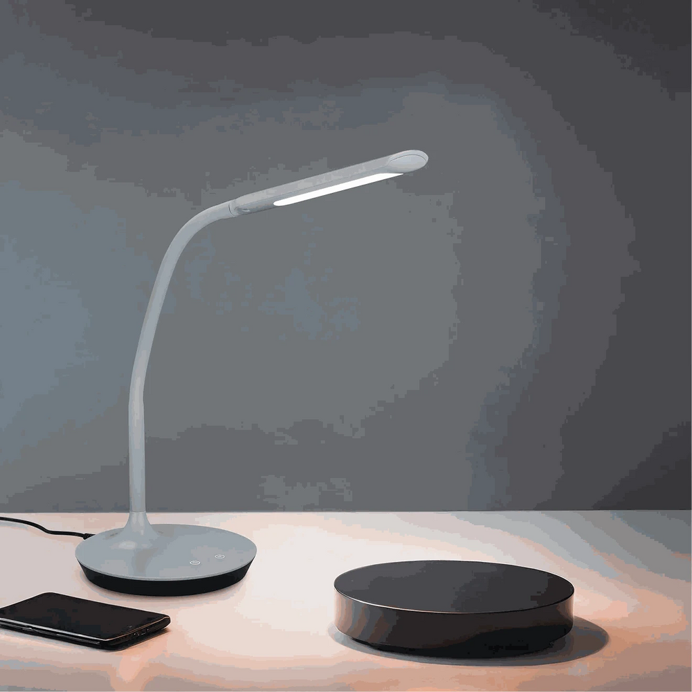 Tischleuchte 16.4 cm x 41 cm grau LED mit einstellbarer Lichtfarbe und 4-fach Touch-Dimmer