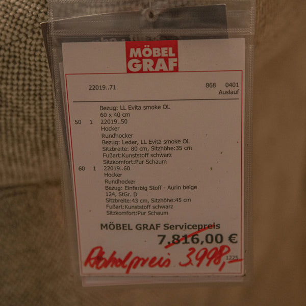 Polstergarnitur in Greige als Ecksofa mit Sessel – Musterstück-Preisschild, Art.-Nr. 22019..71