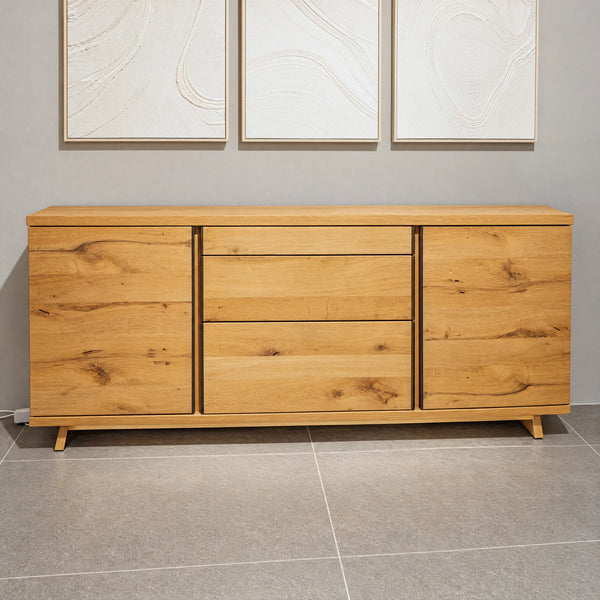 Sideboard Eiche rustico hell geölt 206 cm mit 2 Türen und 3 Schubkästen – Abverkauf Möbel Graf Dresden – Art.-Nr. 963144..21