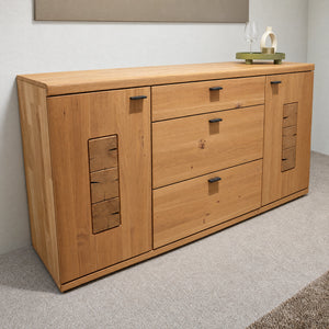 Sideboard Sunny Balkeneiche massiv mit Hirnholz-Applikationen 180 cm – Abverkauf Möbel Graf Dresden – Art.-Nr. 22406..110