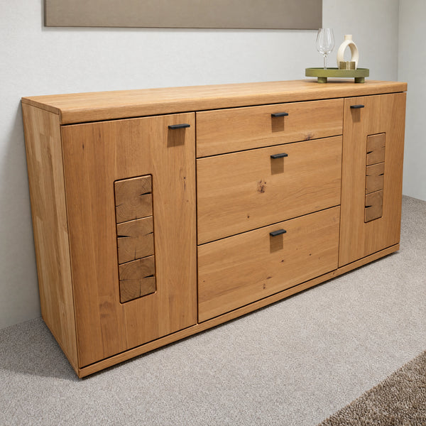 Sideboard Sunny Balkeneiche massiv mit Hirnholz-Applikationen 180 cm – Abverkauf Möbel Graf Dresden – Art.-Nr. 22406..110