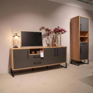Sideboard in wild-oak und dark-grey mit schwarzem Kufengestell aus dem Speisezimmer-Programm – Abverkauf Möbel Graf Dresden – Art.-Nr. 180211..71