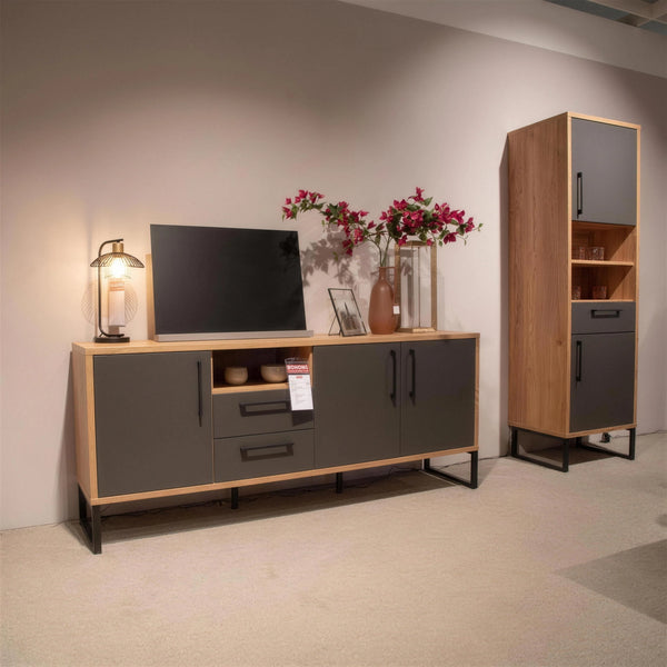 Sideboard in wild-oak und dark-grey mit schwarzem Kufengestell aus dem Speisezimmer-Programm – Abverkauf Möbel Graf Dresden – Art.-Nr. 180211..71
