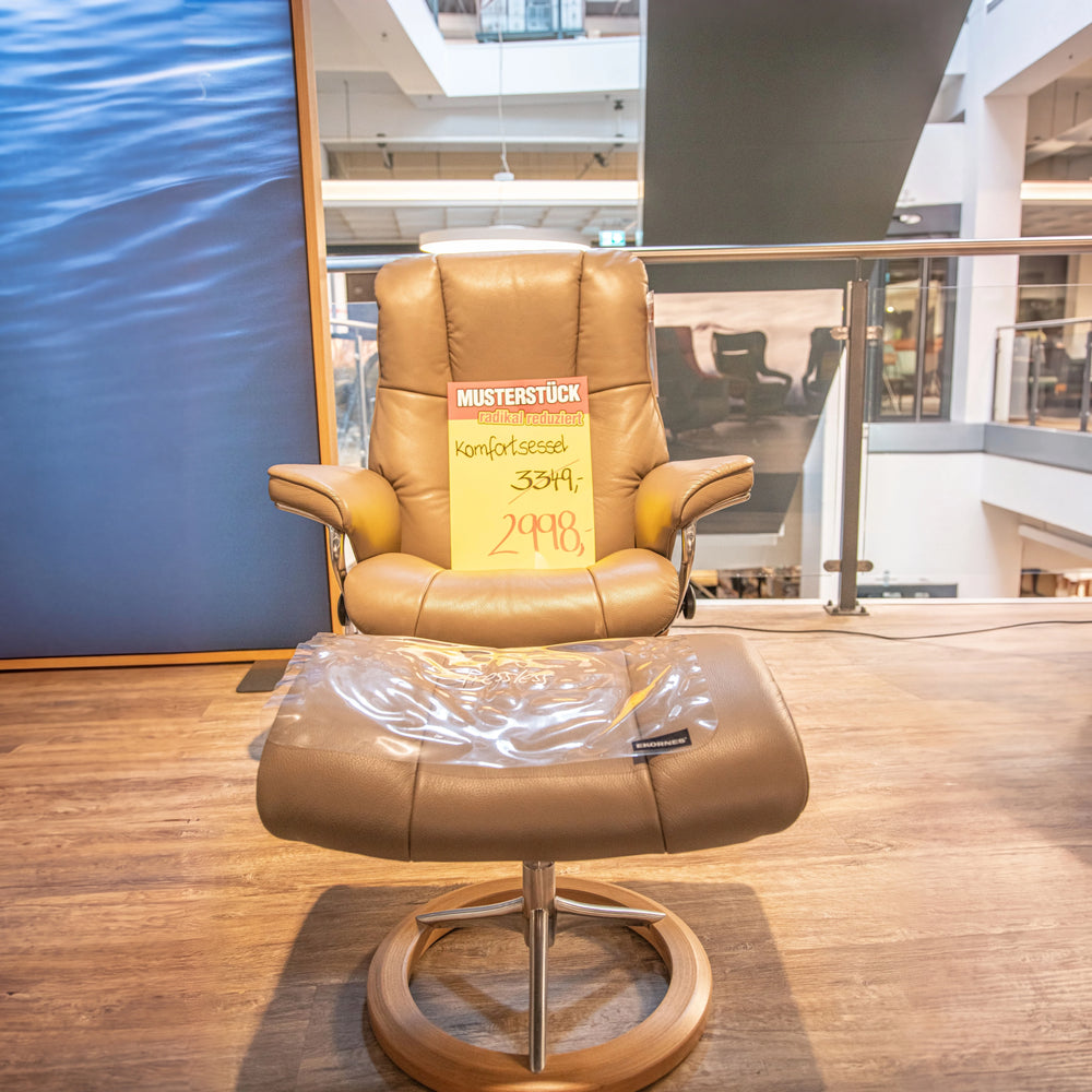 Stressless Komfortsessel Mayfair M mit Hocker in Leder Cori Mole auf Signature-Untergestell – Musterstück-Preisschild – Art.-Nr. 531034..40