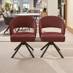 2er-Set Stuhl Ravenna in Chenille Merlot mit schwarzem Drehgestell – Abverkauf Möbel Graf Dresden – Art.-Nr. 19555.12.