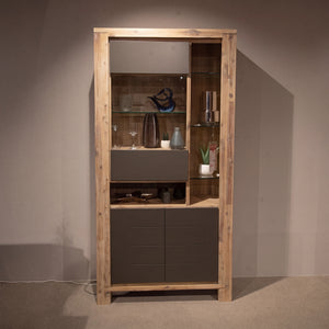 Vitrine Multiplus in Akazie Tibet Grey mit Glastür und anthrazitfarbenen Fronten – Abverkauf Möbel Graf Dresden – Art.-Nr. 933269..50