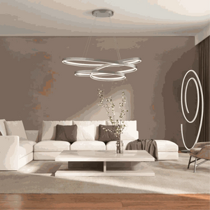 Pendelleuchte 115x50 cm LED dimmbar in nickel matt, große Leuchtfläche, warmes Metall, 11000 Lumen, 100 Watt