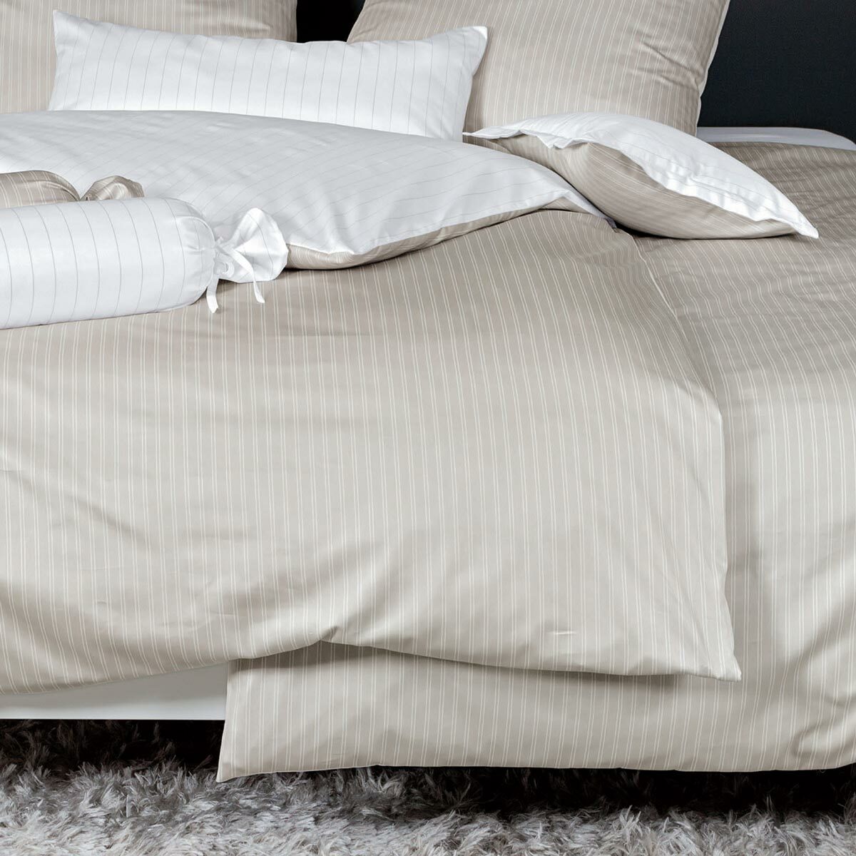 Mako-Satin Bettwäsche - 135x200cm, naturell beige