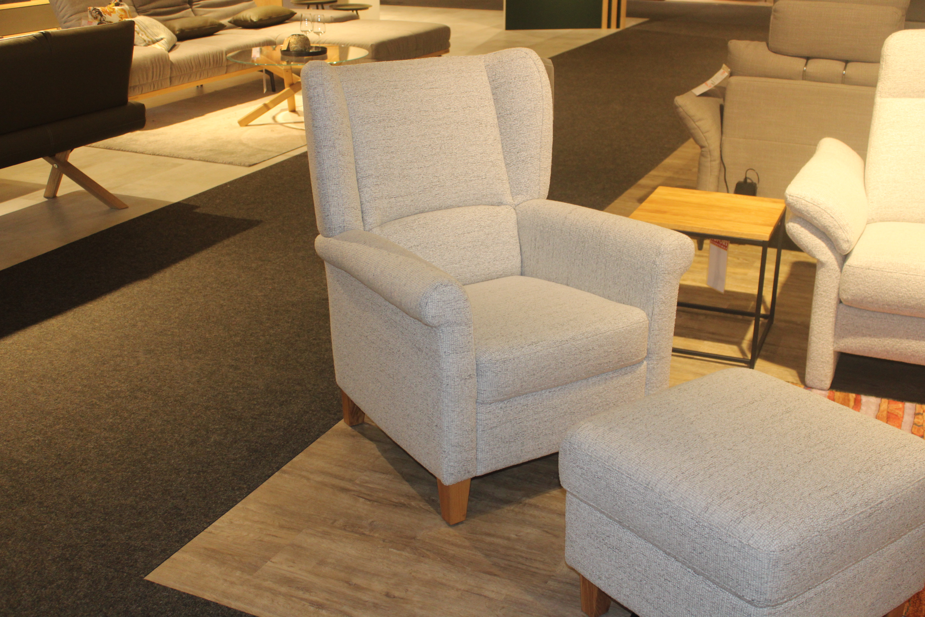 Ohrensessel Mosta mit Hocker, Silver melange