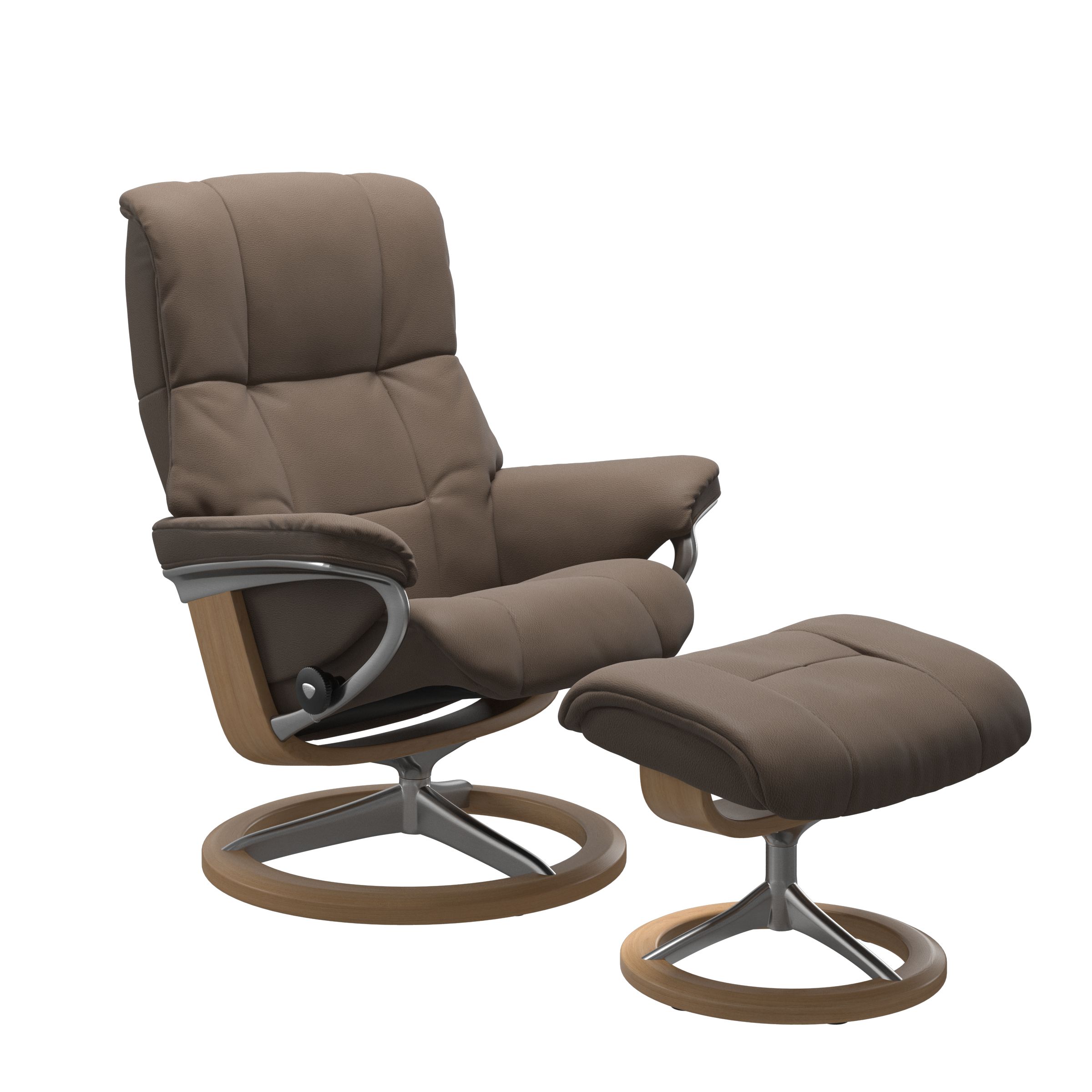 Stressless Mayfair M Komfortsessel mit Hocker, Leder Batick Mole, Holz Eiche, Gestell Signature Alu