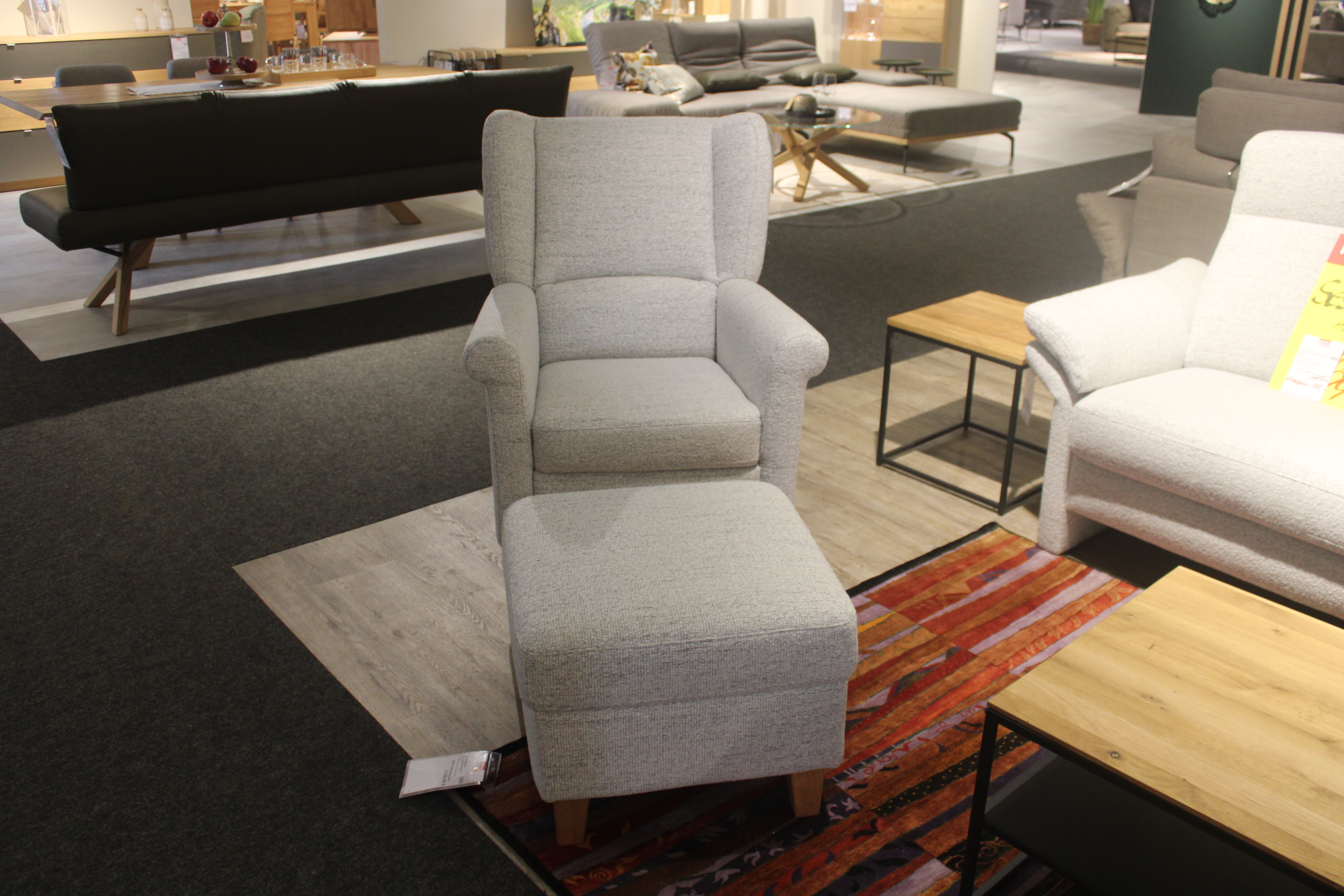 Ohrensessel Mosta mit Hocker, Silver melange