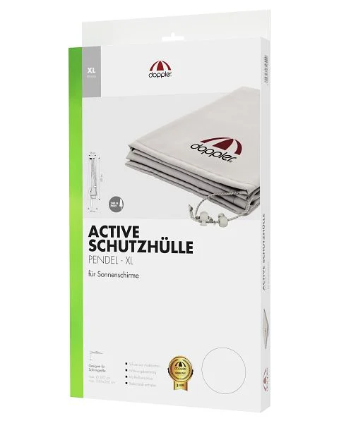 Doppler Active Schutzhülle grau mit Reißverschluss, mit Stab, für Pendelschirme bis 370 cm und 350x260 cm