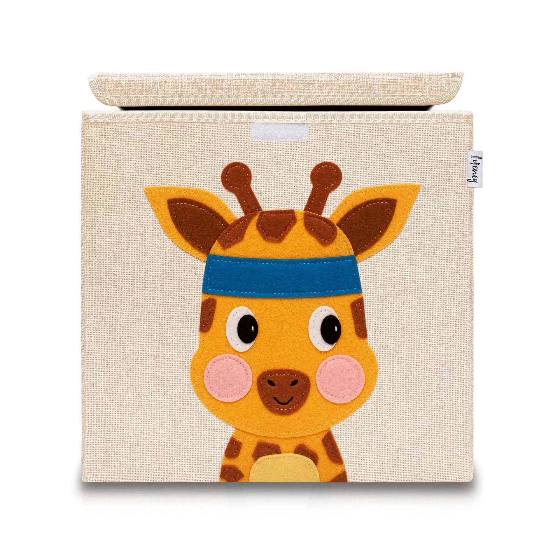 Lifeney Aufbewahrungsbox mit Deckel, Giraffe beige, 33x33x33cm